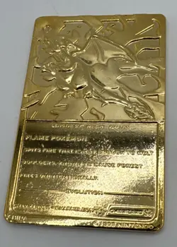 MINT 23K Gold Plated CHARIZARD X 2 Trading Card 1999 Burger King Pokemon Ball - Image 5