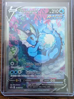 Vaporeon v SWSH181 Pokemon TCG Sword & Shield Holo Black Star Promo Card - Image 1