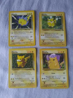 Lot of 4 Pokemon Pikachu cards Promo Base Set Neo Jungle LP Pokemon TCG - Image 1