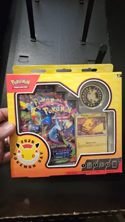 Pokemon Day 2026 TCG Sealed Box Pikachu Promo Card + Coin + 3 Booster Packs - Image 1