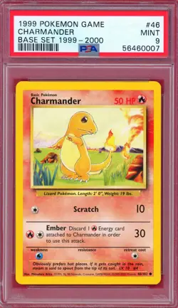PSA 9 Base Set Unlimited 4th Print Charmander 46/102 Pokemon Cards 1999-2000🔥 - Image 1