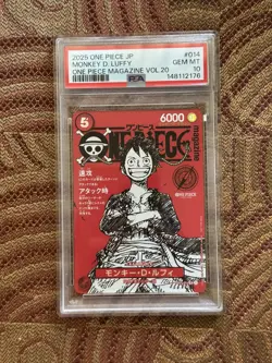 2025 ONE PIECE JPN PROMOS ONE PIECE MAGAZINE VOL.20 #014 MONKEY D. LUFFY PSA 10 - Image 1