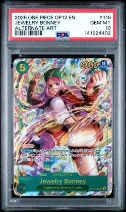 PSA 10 2025 ONE PIECE OP12 LEGACY OF THE MASTER #118 JEWELRY BONNEY ALT ART - Image 1