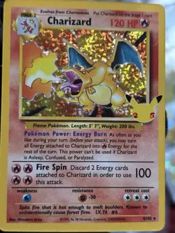 Pokemon Charizard Holo Box Topper 4/102 1996 English TCG Card Stock Fire - Image 1