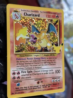 Pokemon Charizard Holo Box Topper 4/102 1996 English TCG Card Stock Fire - Image 2