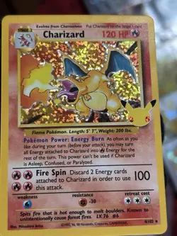 Pokemon Charizard Holo Box Topper 4/102 1996 English TCG Card Stock Fire - Image 4
