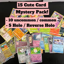 15 CUTE Pokemon TCG Card English Lot! (10 Common/Uncommon + 5 Holos) NM - LP - Image 1