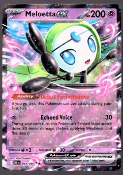 Meloetta ex 044/086 Black Bolt Holo Pokemon Card NM - Image 1