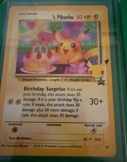 Happy Birthday Pikachu Holo 24 Celebrations Birthday Pokemon Card NM - Image 1