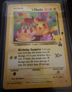 Happy Birthday Pikachu Holo 24 Celebrations Birthday Pokemon Card NM - Image 3