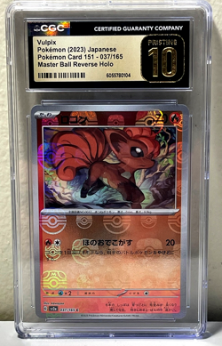CGC 10 PRISTINE Vulpix 037/165 Master Ball Reverse Holo Japanese 151 Pokemon - Image 1