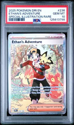 2025 POKEMON DRI EN-DESTINED RIVALS #236 ETHAN'S ADVENTURE PSA 10 - Image 1