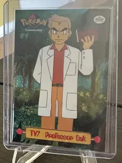 1999 Topps Pokemon Series 1 TEXTURED HOLO TV Animation Ed PROFESSOR OAK TV7 - Image 1