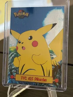 1999 Topps Pokemon Series 1 TEXTURED HOLO TV Animation Ed #25 Pikachu TV2 - Image 1