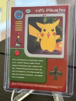 1999 Topps Pokemon Series 1 TEXTURED HOLO TV Animation Ed #25 Pikachu TV2 - Image 2