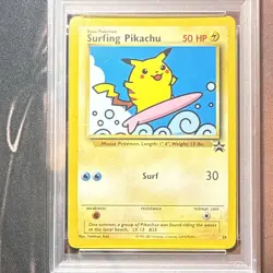 Pokemon 2001 Surfing Pikachu Black Star Promo #28 PSA 7 - Image 2