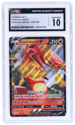 2020 Pokemon Sword and Shield Darkness Ablaze Centiskorch V #33 CGC 10 - Image 1