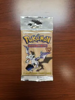 Rare Pokemon Unlimited Fossil Set Sealed Long Crimp Booster Pack - Image 1