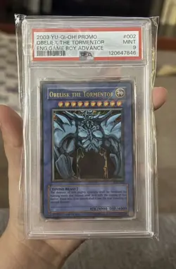 Yugioh PSA 9 MINT Obelisk the Tormentor GBI-002 Ultra Rare GBA Promo 2003 - Image 1