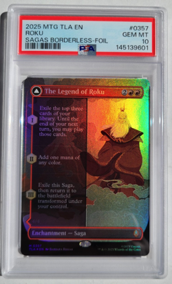 MTG Avatar PSA 10 GEM MINT Foil The Legend of Roku 2025 Borderless Card #0357 - Image 1