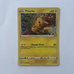 Pikachu SWSH153 Holiday Snowflake Stamp Black Star Promo Pokemon Card - Image 1