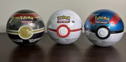 Pokemon Ball Tins Factory Sealed H24 Great Ball H24 Premier Ball A24 Luxury Ball - Image 1