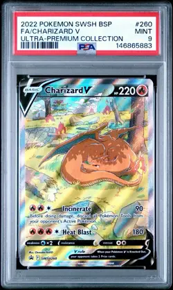 2022 Pokemon SWSH Black Star Promo Charizard V SWSH260 Ultra Premium PSA 9 Mint - Image 1