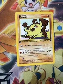 Pokemon TCG Team Rocket 1st Edition Regular Finish Mankey 61/82 NM Card - Image 1