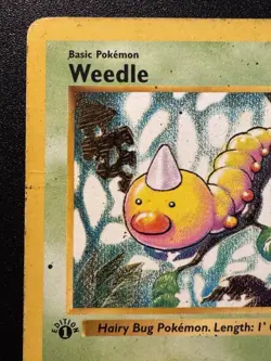 1st Edition Shadowless Weedle 69/102 Base Set Pokemon Card Rare HP - Image 3