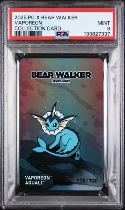 2025 POKEMON CENTER X BEAR WALKER COLLECTION CARDS VAPOREON PSA 9 719/720 - Image 1