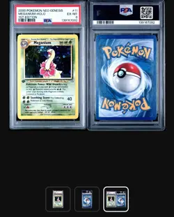 Pokemon Neo Genesis 1st Edition #10 Meganium-Holo PSA 6 w/ Holo Swirl - Image 3
