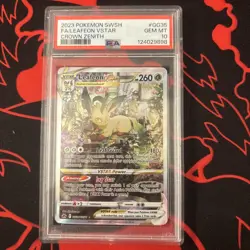 2023 POKEMON SWORD & SHIELD CROWN ZENITH #GG35 FULL ART/LEAFEON VSTAR PSA 10 - Image 1