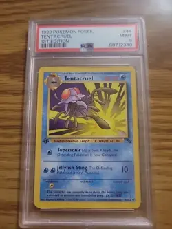 Pokemon TCG Tentacruel Fossil 44 Regular 1st Edition Uncommon PSA 9 - Image 1
