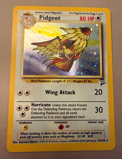 Pidgeot Holo 14/130 #14 - 2000 Pokemon TCG Base Set 2 WOTC Vintage LP - Image 1