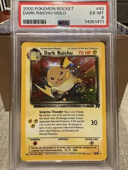 Dark Raichu Holo PSA 6 EX-MT Secret Rare Pokemon (2000) Team Rocket 83/82 - Image 1