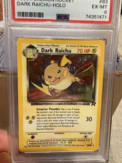 Dark Raichu Holo PSA 6 EX-MT Secret Rare Pokemon (2000) Team Rocket 83/82 - Image 2
