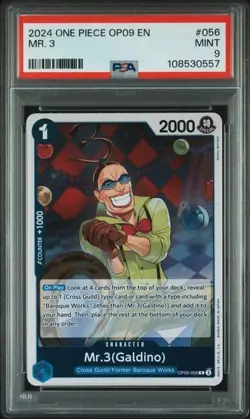 2024 One Piece OP09 EN Mr. 3 (Galdino) #056 RARE PSA 9 MINT - Image 1