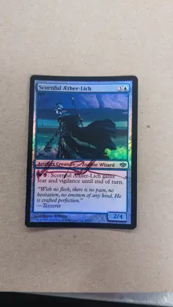 UNPLAYED SIGNED FOIL Scornful Aether-Lich Conflux NM MTG STEVEN BELLEDIN EDH - Image 1