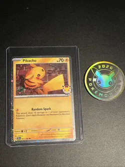 Pikachu PROMO STAMPED 30TH ANNIVERSARY 2026 POKEMON DAY + COIN Cosmos 051/162 - Image 1