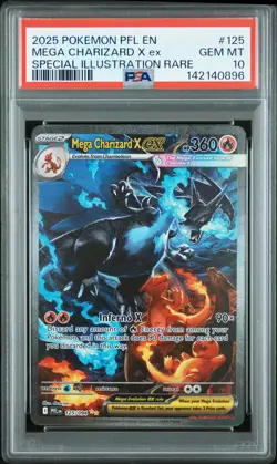 2025 POKEMON PFL EN-PHANTASMAL FLAMES #125 MEGA CHARIZARD X EX PSA 10 - Image 1