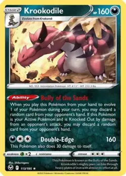 x1 Krookodile - 113/195 - Holo Rare - Reverse Holo Pokemon SS12 Silver Tempest M - Image 1