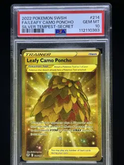2022 POKEMON SWORD & SHIELD SILVER TEMPEST FULL ART/LEAFY CAMO PONCHO PSA 10 - Image 1