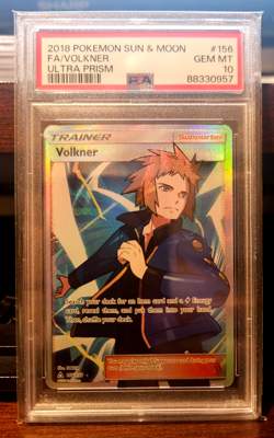 2018 POKEMON SUN AND MOON ULTRA PRISM VOLKNER FULL ART #156 PSA 10 - Image 1