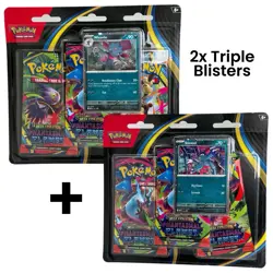 Pokemon TCG Mega Evo Phantasmal Flames 2x 3 Pack Blisters Sneasel + Weaville LOT - Image 1