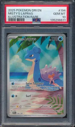 2025 Pokemon Destined Rivals 194 Misty's Lapras Illustration Rare PSA 10 - 6611 - Image 1