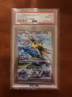 2023 Pokemon Zapdos EX SAR JP SV2a 204/165 PSA Gem Mint 10 - Image 1