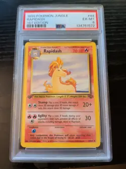 Pokemon TCG Rapidash Jungle 1st Edition Uncommon Card 44/64 PSA6 - Image 1