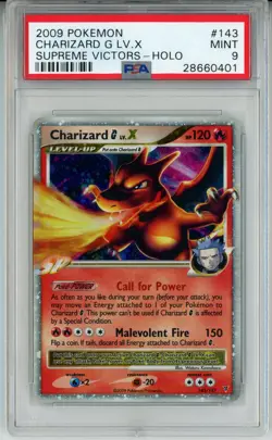 2009 POKEMON SUPREME VICTORS CHARIZARD G LV X #143 ULTRA PSA 9 MINT #28660401 - Image 1