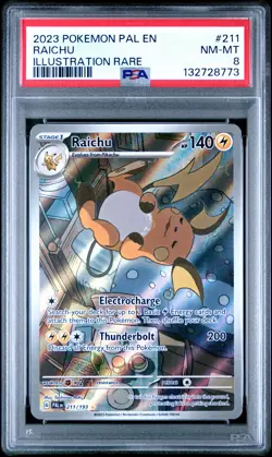 2023 POKEMON PAL EN-PALDEA EVOLVED ILLUSTRATION RARE #211 RAICHU PSA 8 - Image 1
