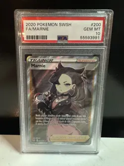2020 Pokemon Sword & Shield Full Art Marnie #200/202 PSA 10 GEM MINT - Image 1